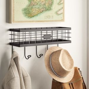 Farm house style basket and hook wall mount